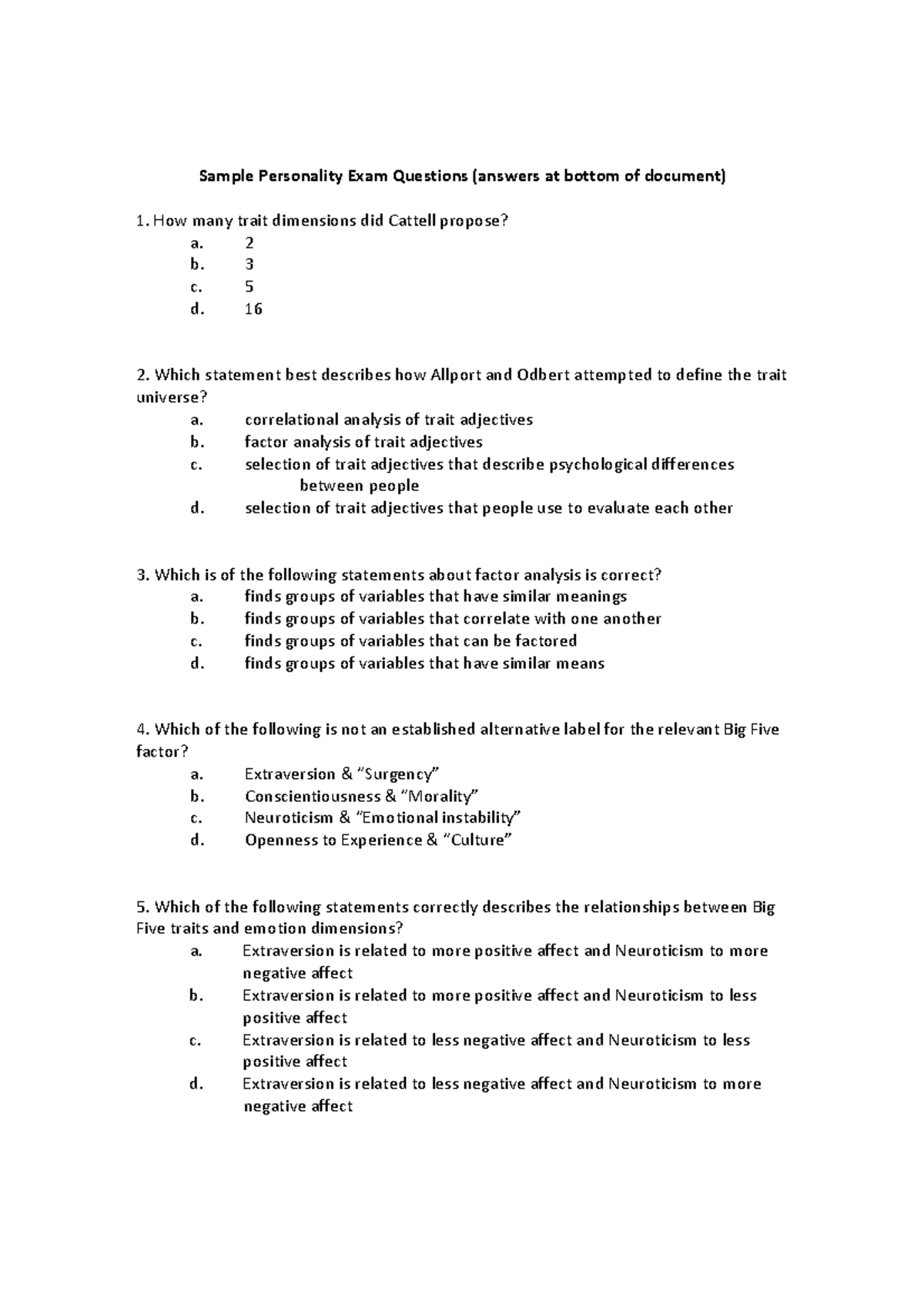 Sample/practice exam 2015, Questions and answers - Multiple choice ...