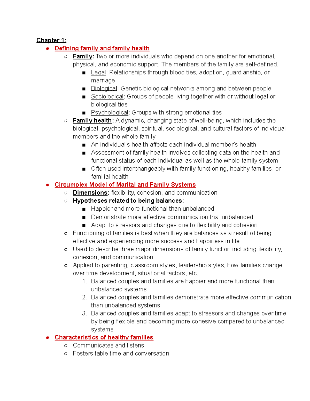 NURS246 Exam 1 Blueprint - Chapter 1: Defining family and family health ...