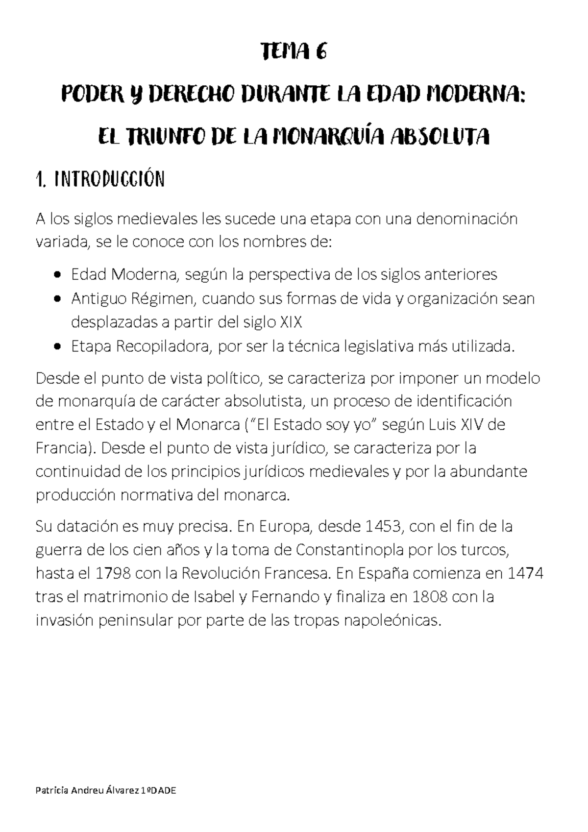 TEMA 6 - Los apuntes son tomados de lo dictado por el profesor. - TEMA ...