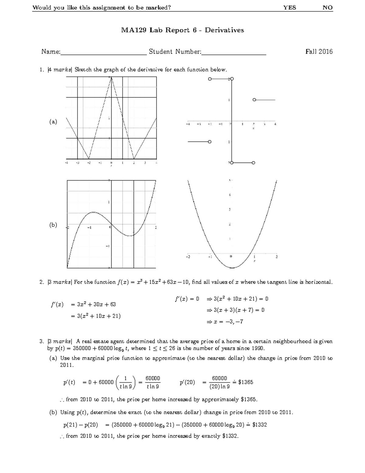 MA129 Lab 6 Solutions - very good - Would you like this assignment to ...