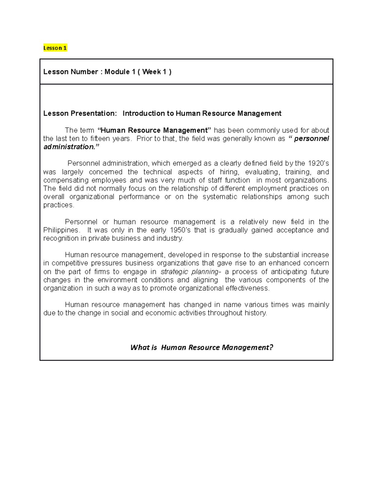 Reviewer In HRM Prelim M1 6 Lesson 1 Lesson Number Module 1 reviewer-in-hrm-prelim-m1-6-lesson-1-lesson-number-module-1