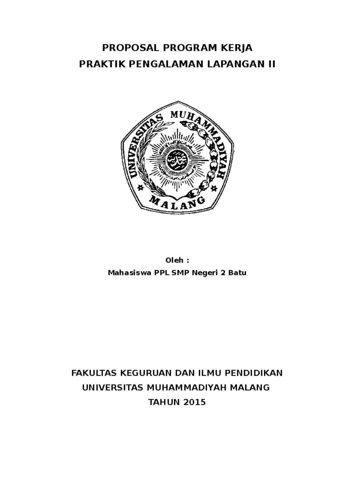 Proposal Program Kerja Praktik Pengalaman Lapang - PROPOSAL PROGRAM ...