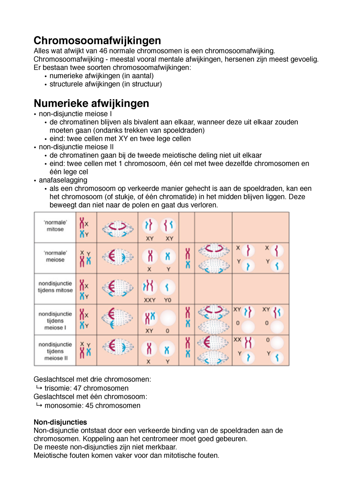 Samenvatting Van Cel Tot Molecuul Overzicht Van Chromosoomafwijkingen