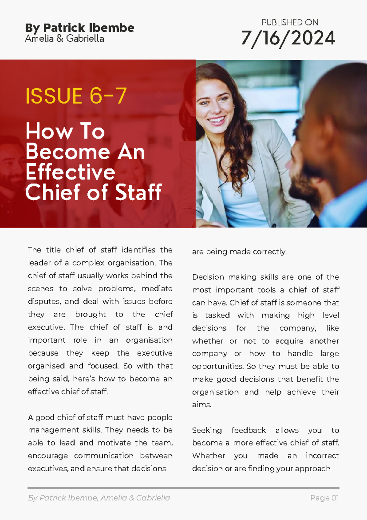 How To Become An Effective Chief of Staff - PUBLISHED ON 7/16/ By ...