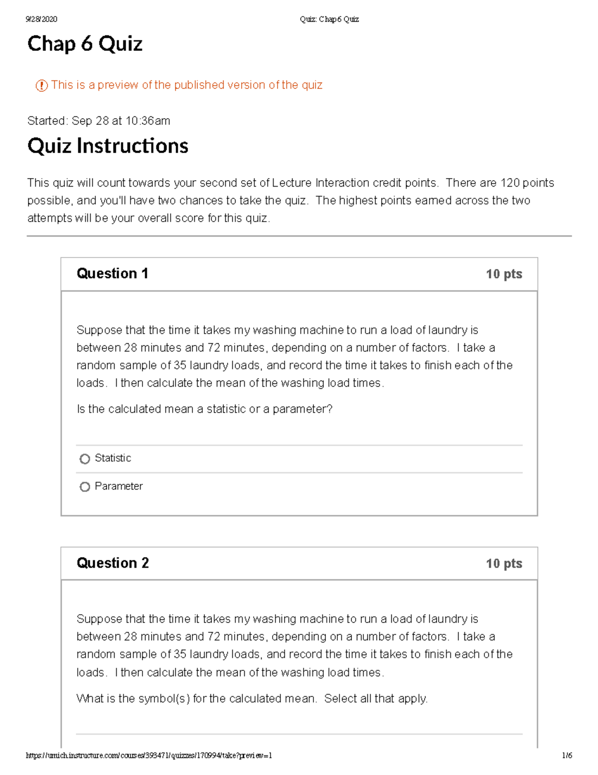 Quiz Chap 6 - The Chapter 6 Quiz For Chapter 6 Lecture Material. - Chap ...