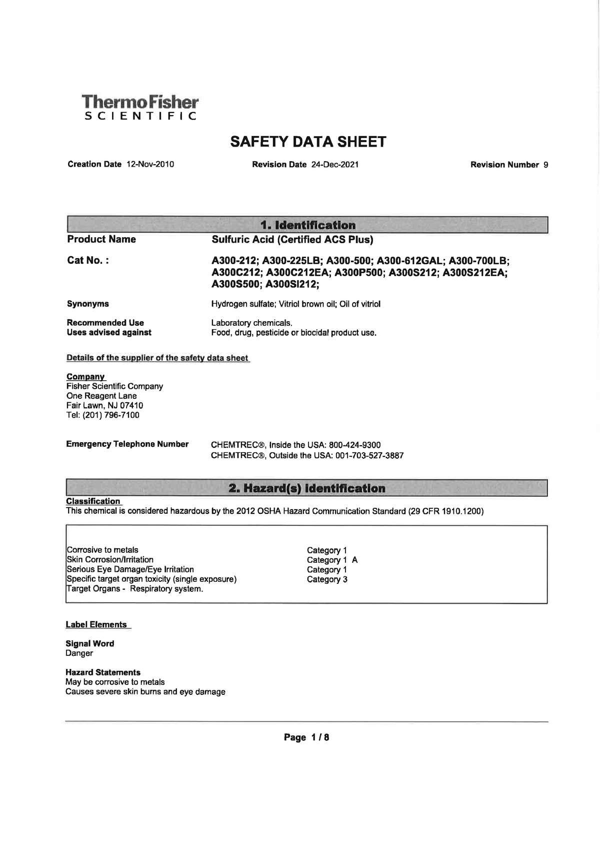 SDS Sulphuric Acid Lab stuff Analytical chemistry Studocu