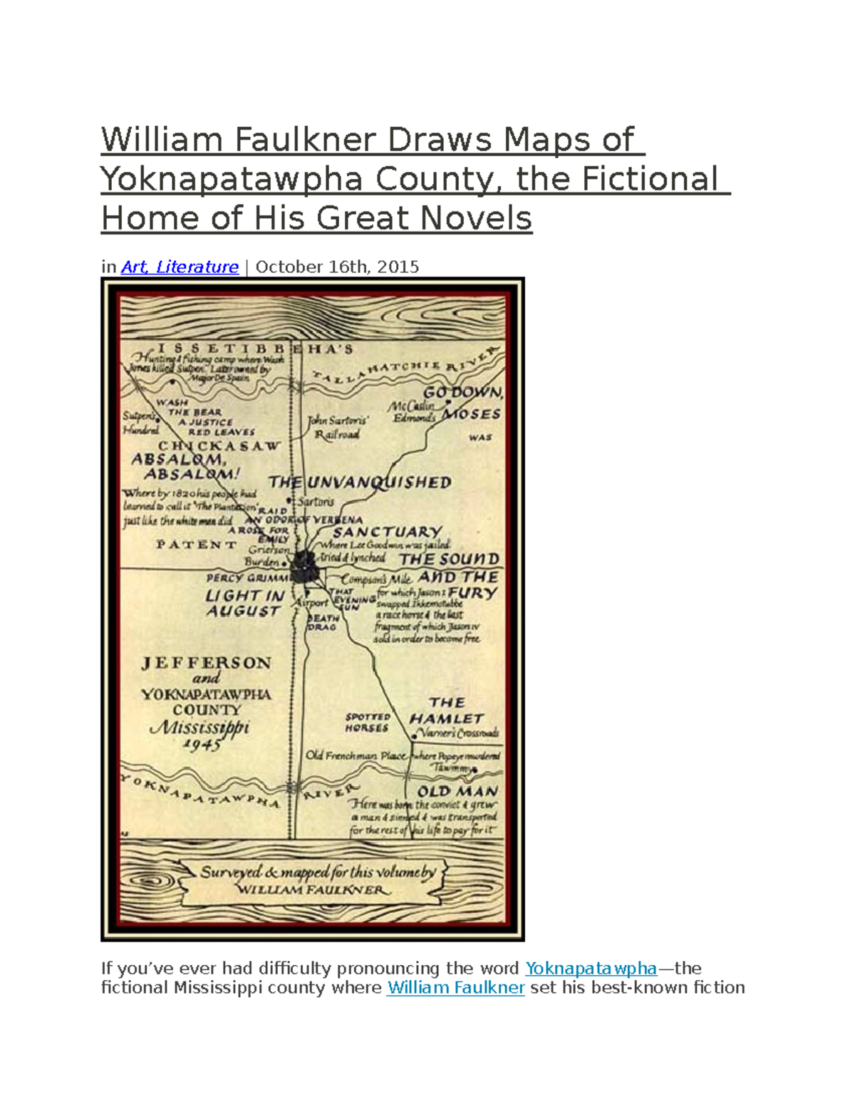 The South and Faulkner's Yoknapatawpha