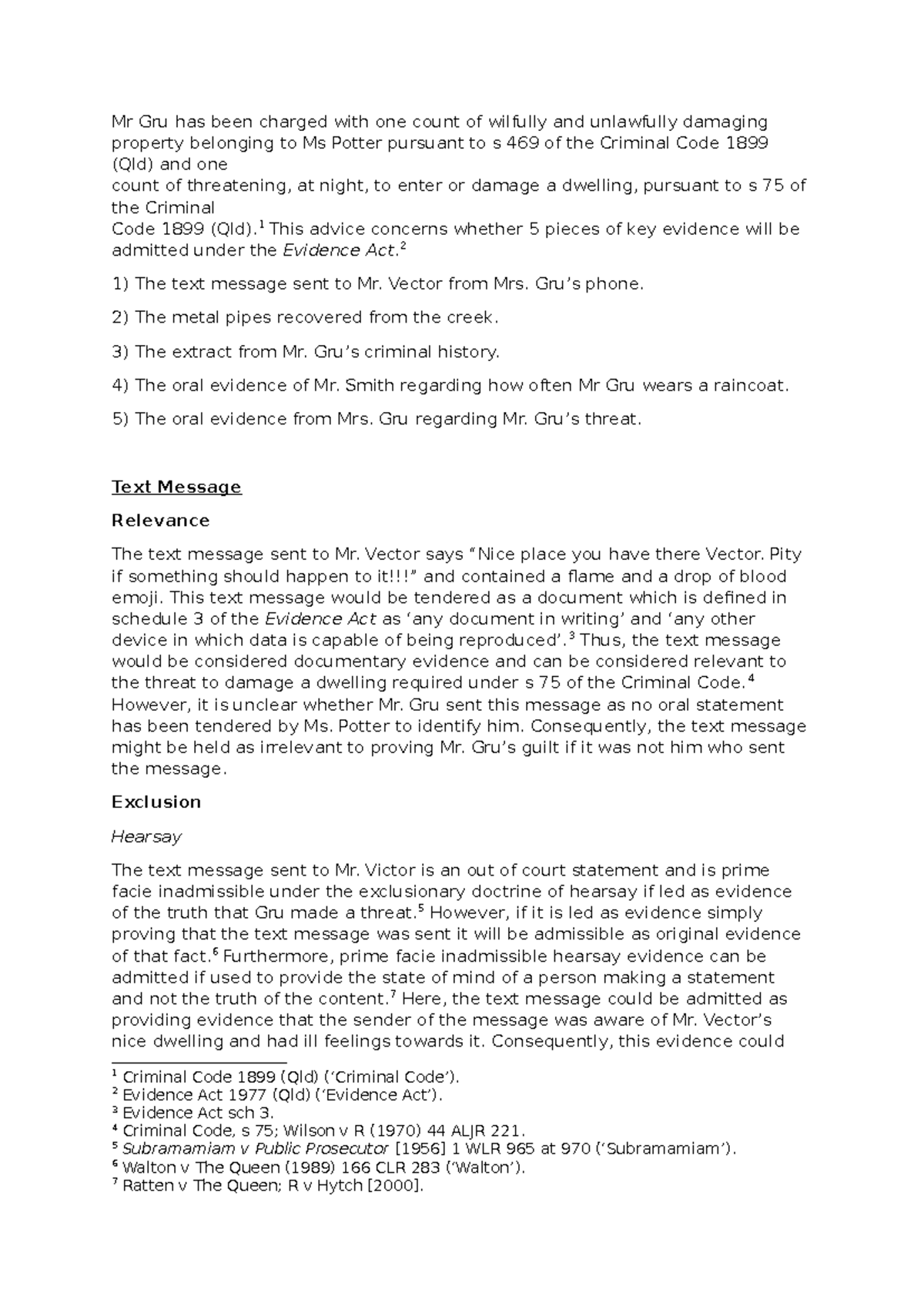 LLB303 Draft - Mr Gru has been charged with one count of wilfully and ...