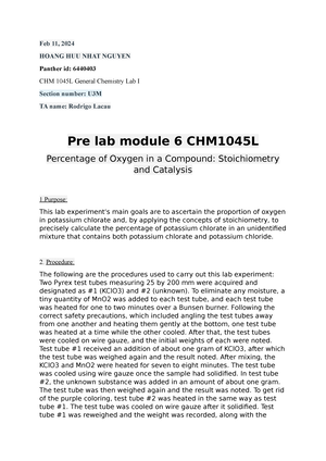 Lab report Module 9 - 6404283 CHM 1045L, U Breanna Nardo Module 9 Lab ...