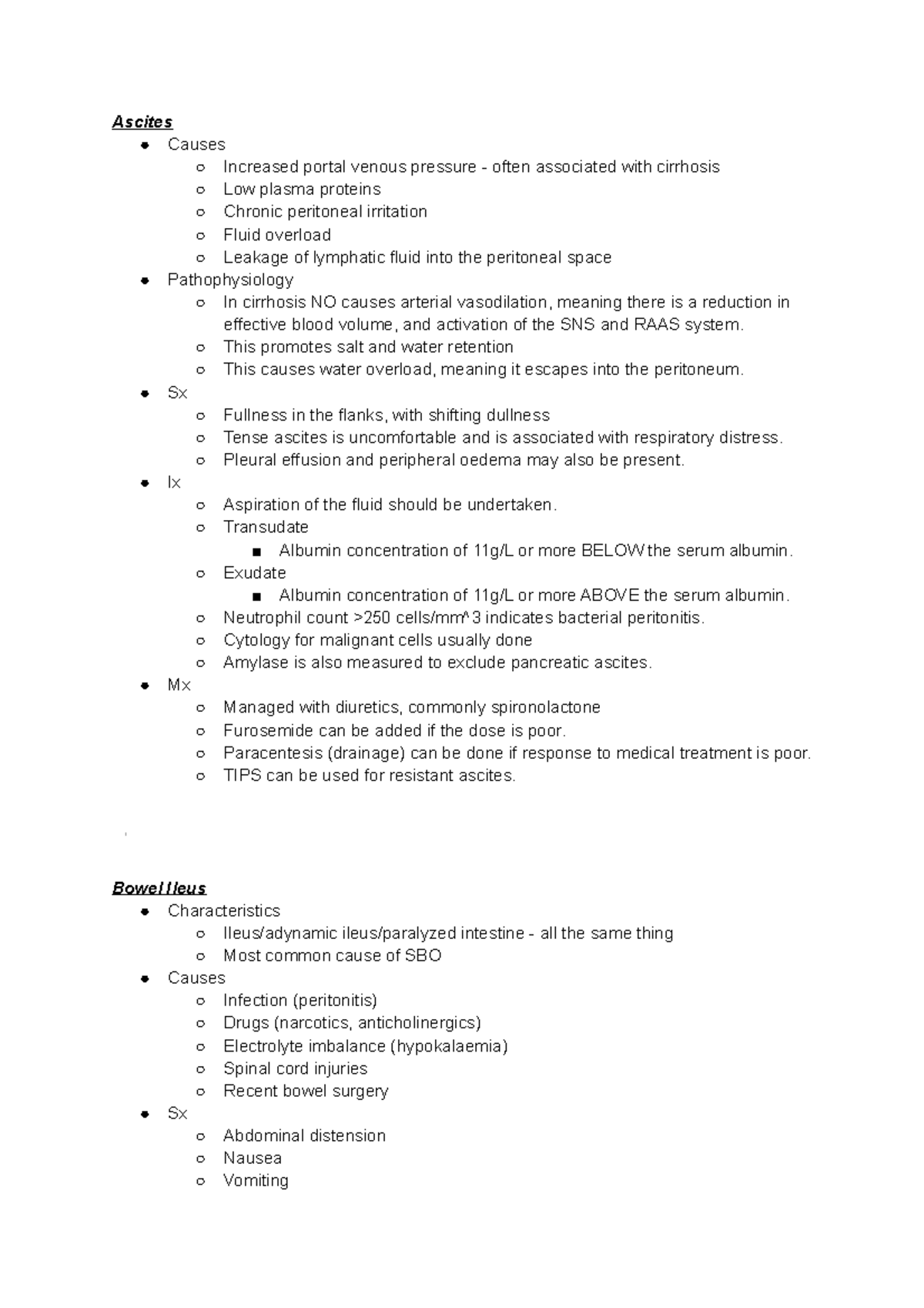 Ascites, Ileus and Bowel Obstruction - Ascites Causes Increased portal ...