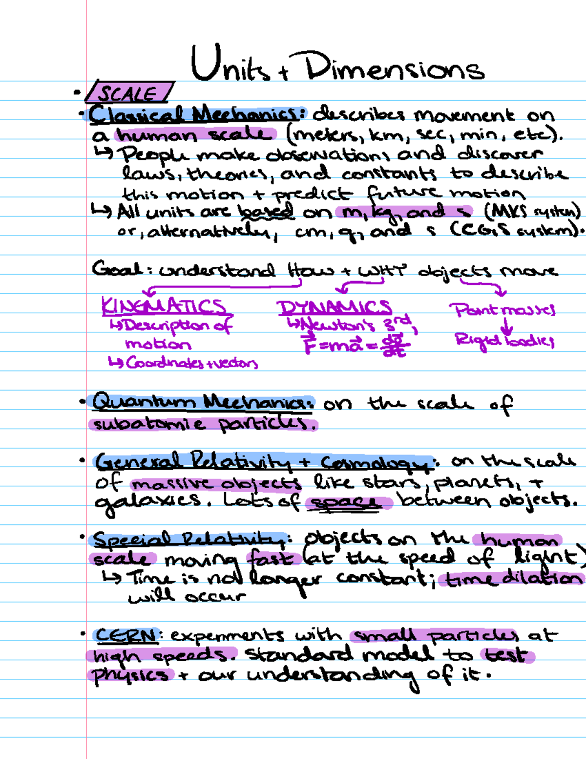 Units and Dimensions - 8.01 Professor Kara - Units ####### Dimensions ...