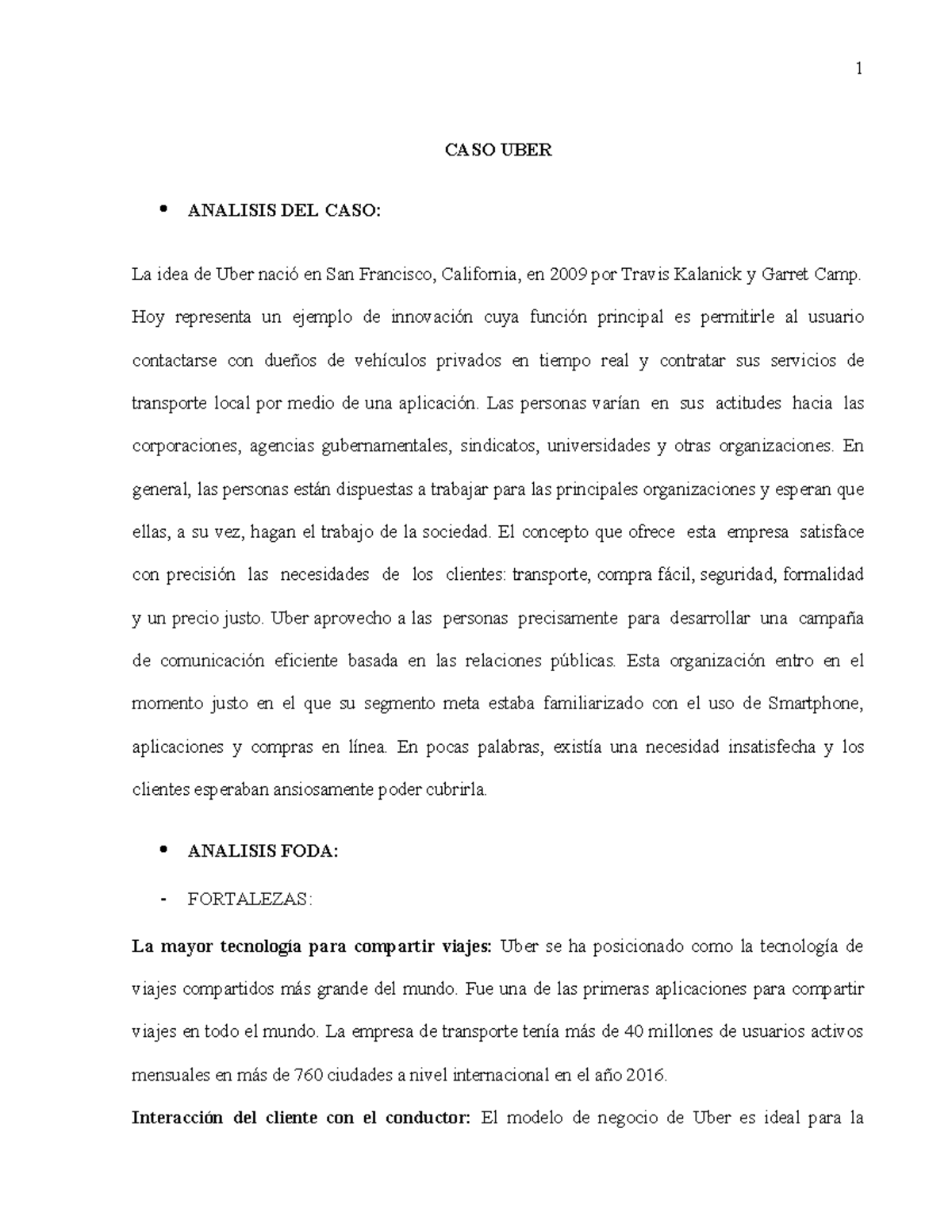 CASO UBER Lilian Miranda.pdf - CASO UBER ANALISIS DEL CASO: La Idea De ...