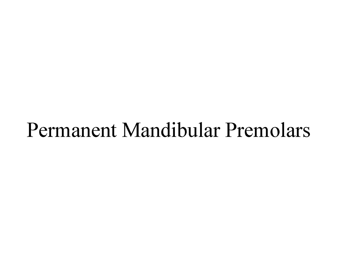 Mandibular First Premolar - Permanent Mandibular Premolars Mandibular ...