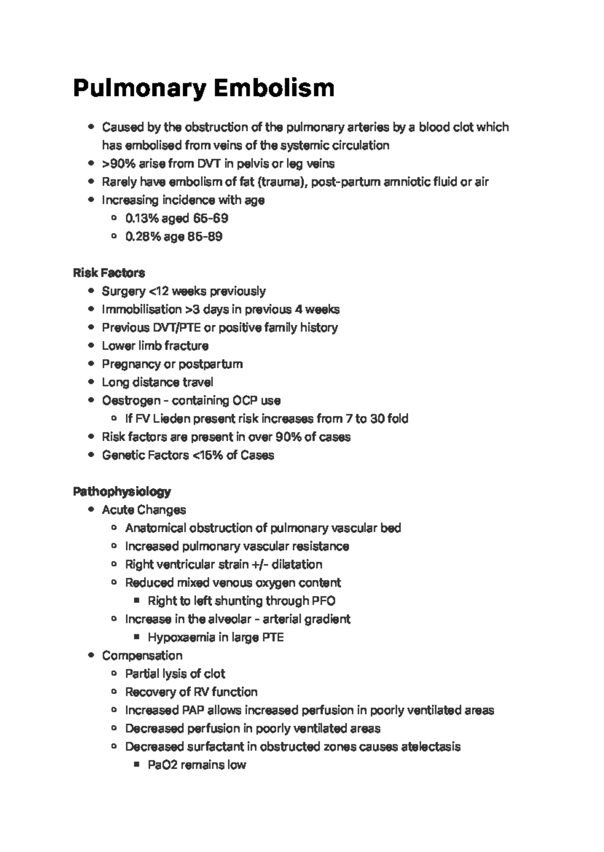 Pulmonary Embolism - P u l m o n a r y E m b o l i s m ####### Risk ...