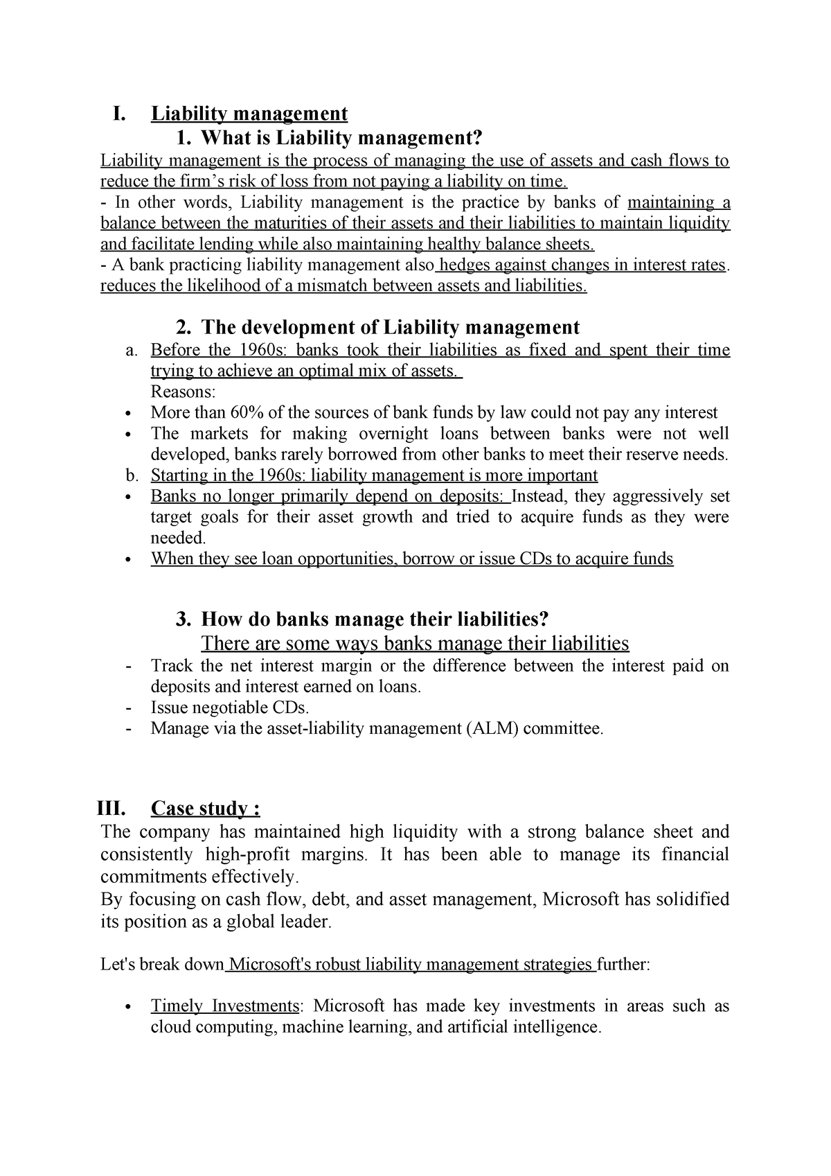 Liability management - I. Liability management 1. What is Liability ...