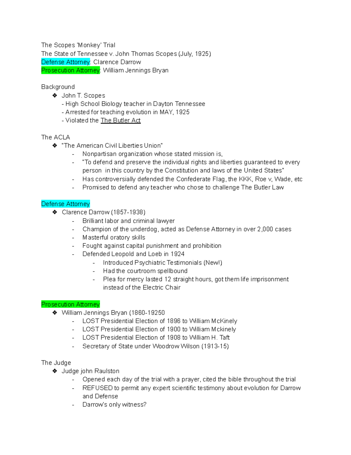 Untitled document31 Notes about Monkey Trial The Scopes ‘Monkey