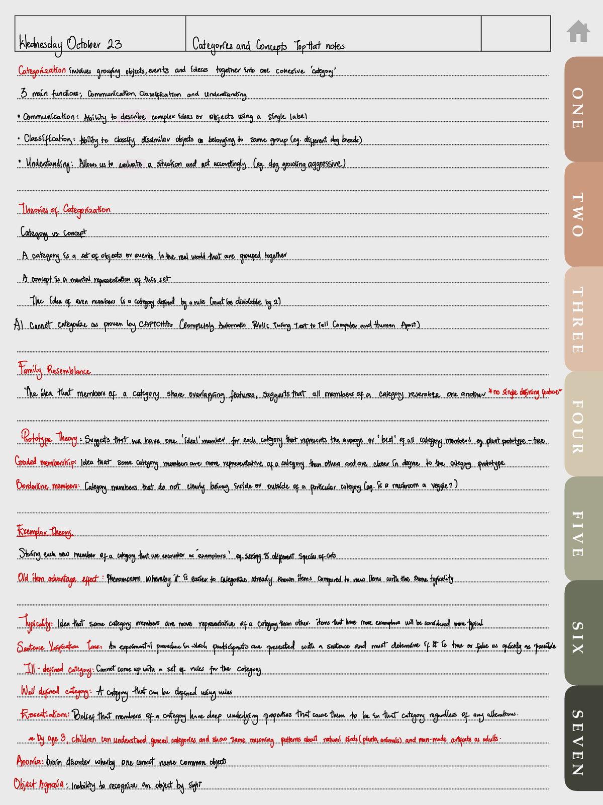 Categorizing and Concepts - O N E T W O T H R E E F O U R F I V E S I X ...