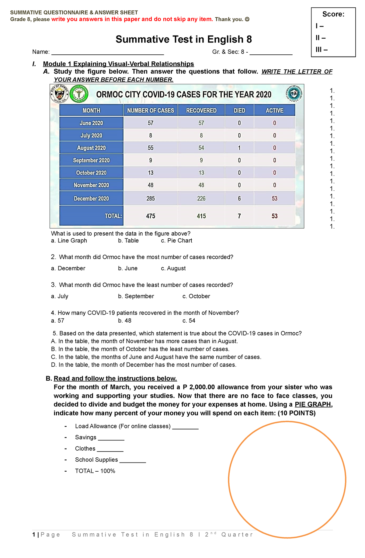 2nd Quarter English Summative Test - Summative Test In English 8 Name ...