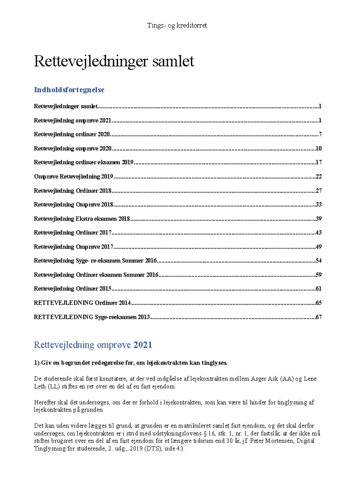 Rettevejledninger Samlet - Rettevejledninger Samlet Indholdsfortegnelse ...