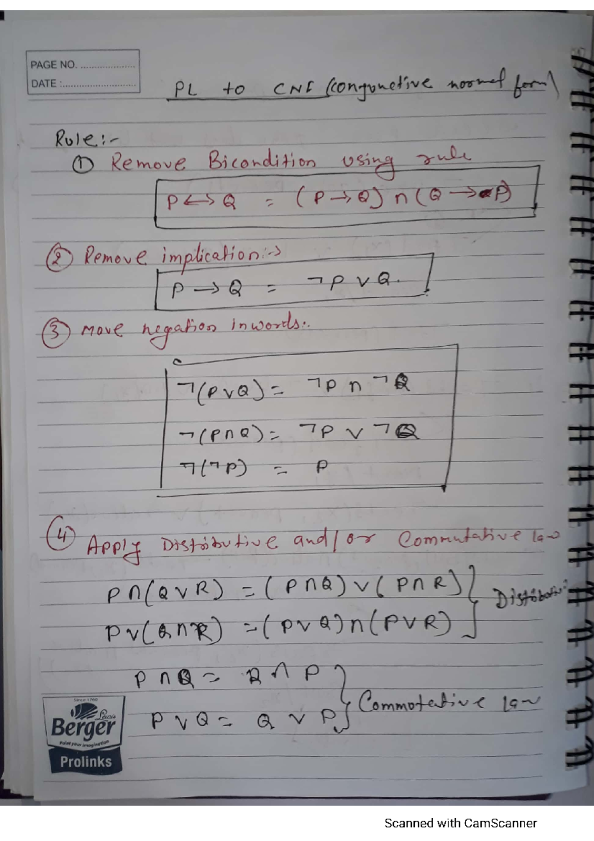 Pl to cnf - ai notes - Computer Science and Engineering - Studocu