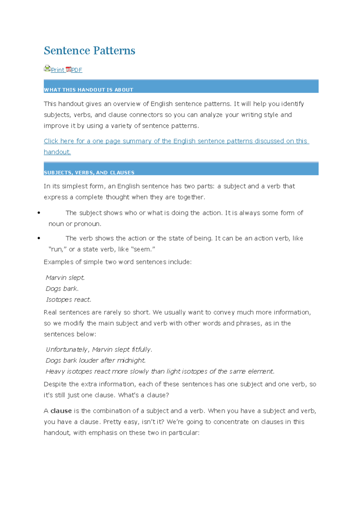 Sentence Patterns sasa Sentence Patterns Print PDF WHAT THIS