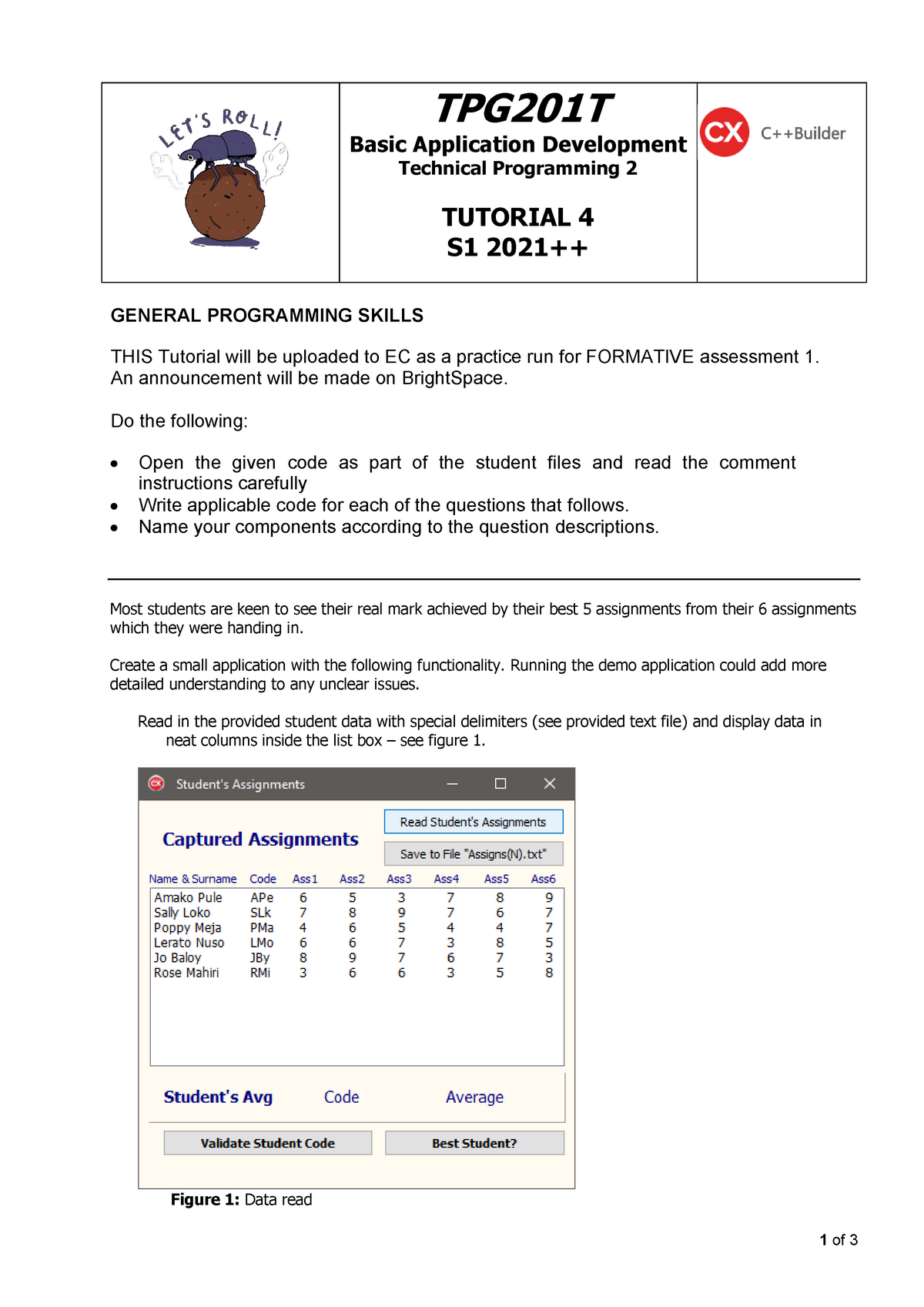 TPG201T S1 2021 Tutorial 4 - 1 Of 3 TPG201T Basic Application ...