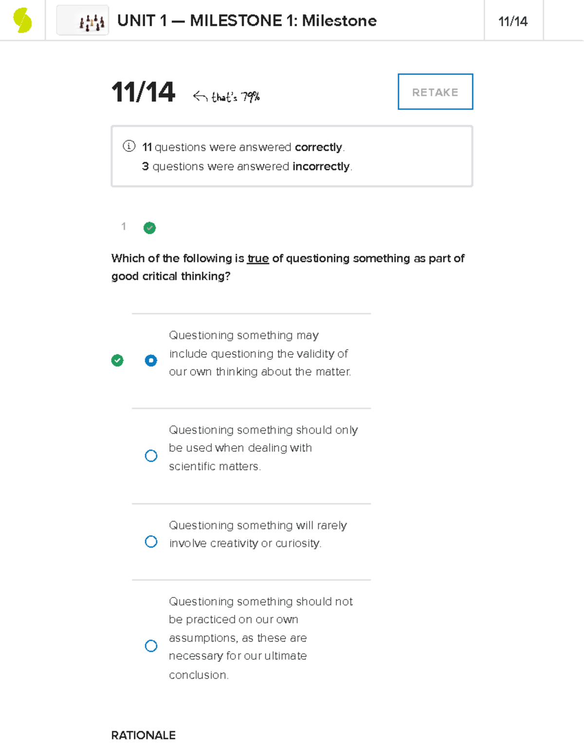 critical thinking milestone 1