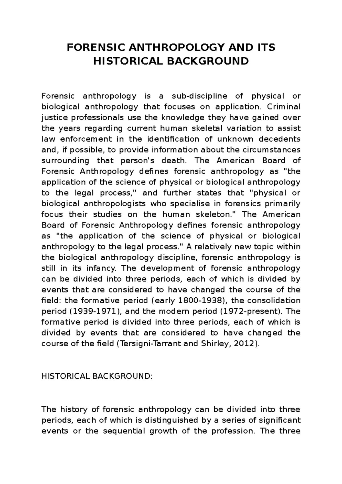 historical crime case study forensic anthropology