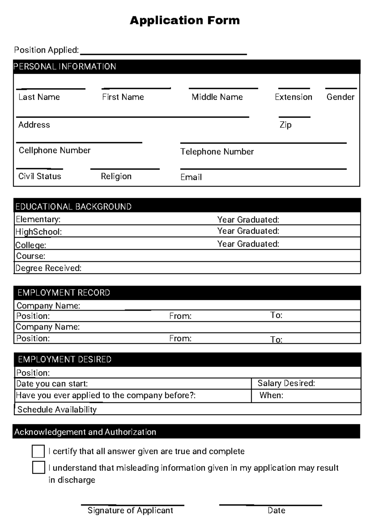 Application-Form - APPLICATION FORM - PERSONAL INFORMATION College ...