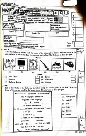 Grade 10 English 3rd Term Test Paper with Answers 2020 North western ...