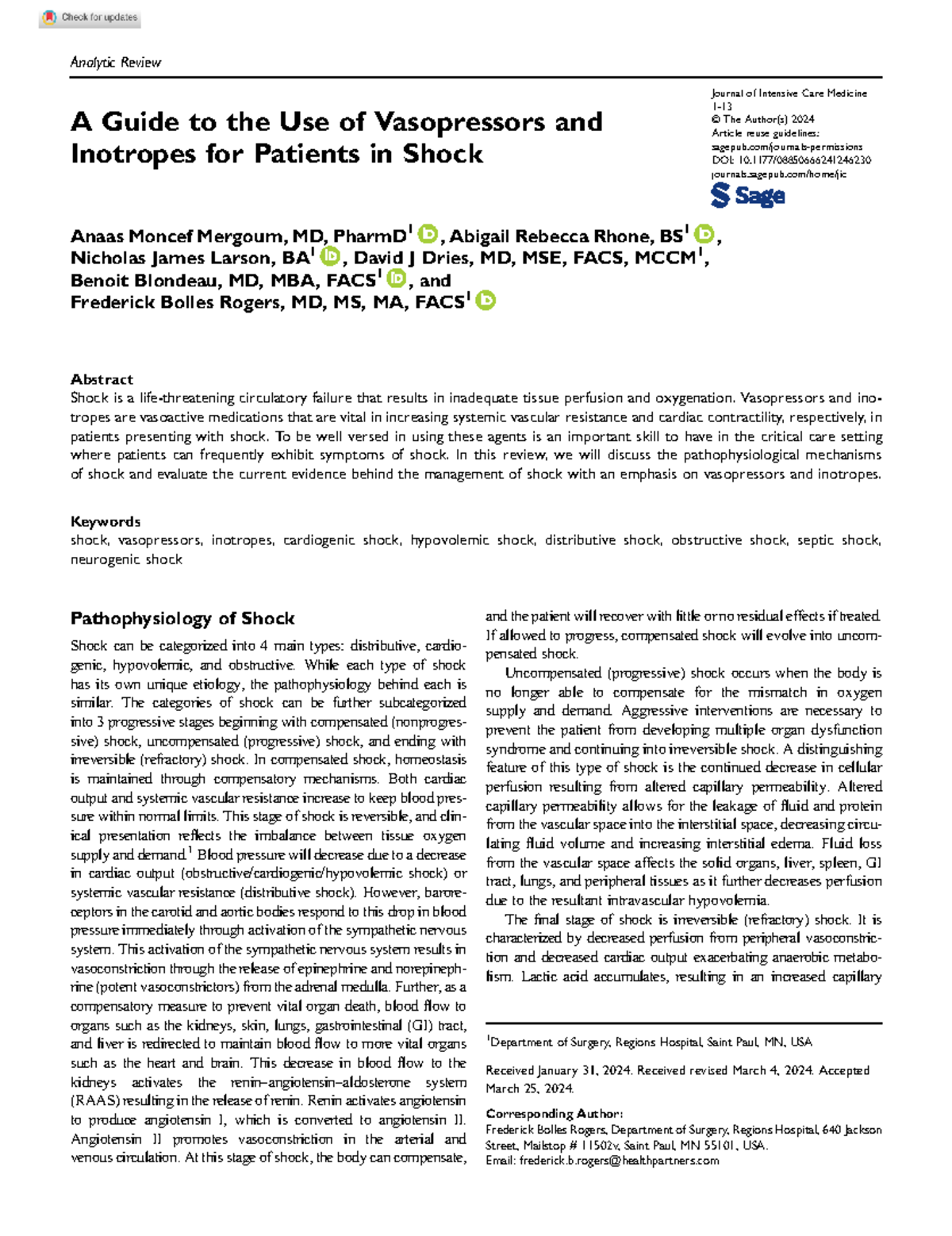 A Guide to the Use of Vasopressors and Inotropes for Patients in - A ...