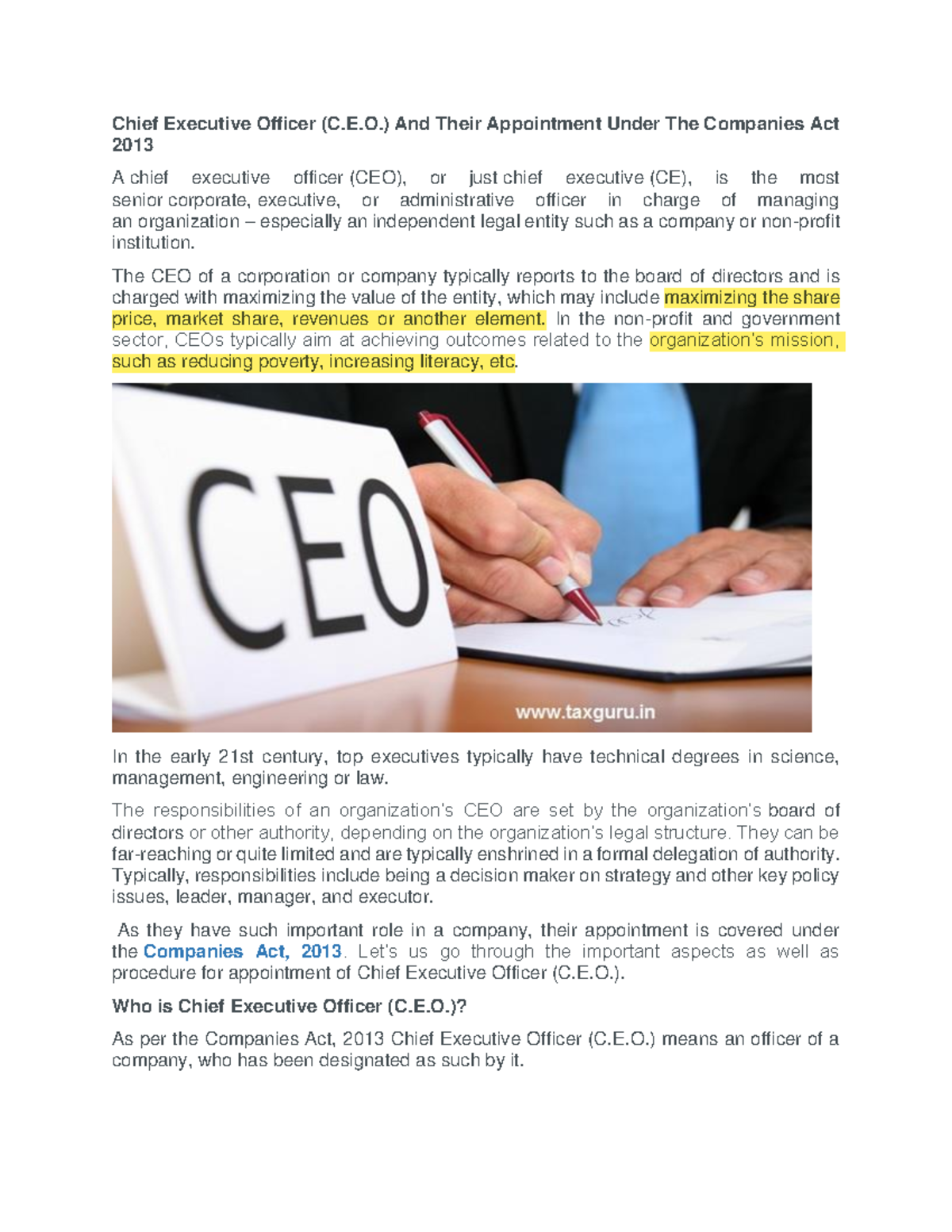 Who is a ceo - delhi - Chief Executive Officer (C.E.) And Their ...