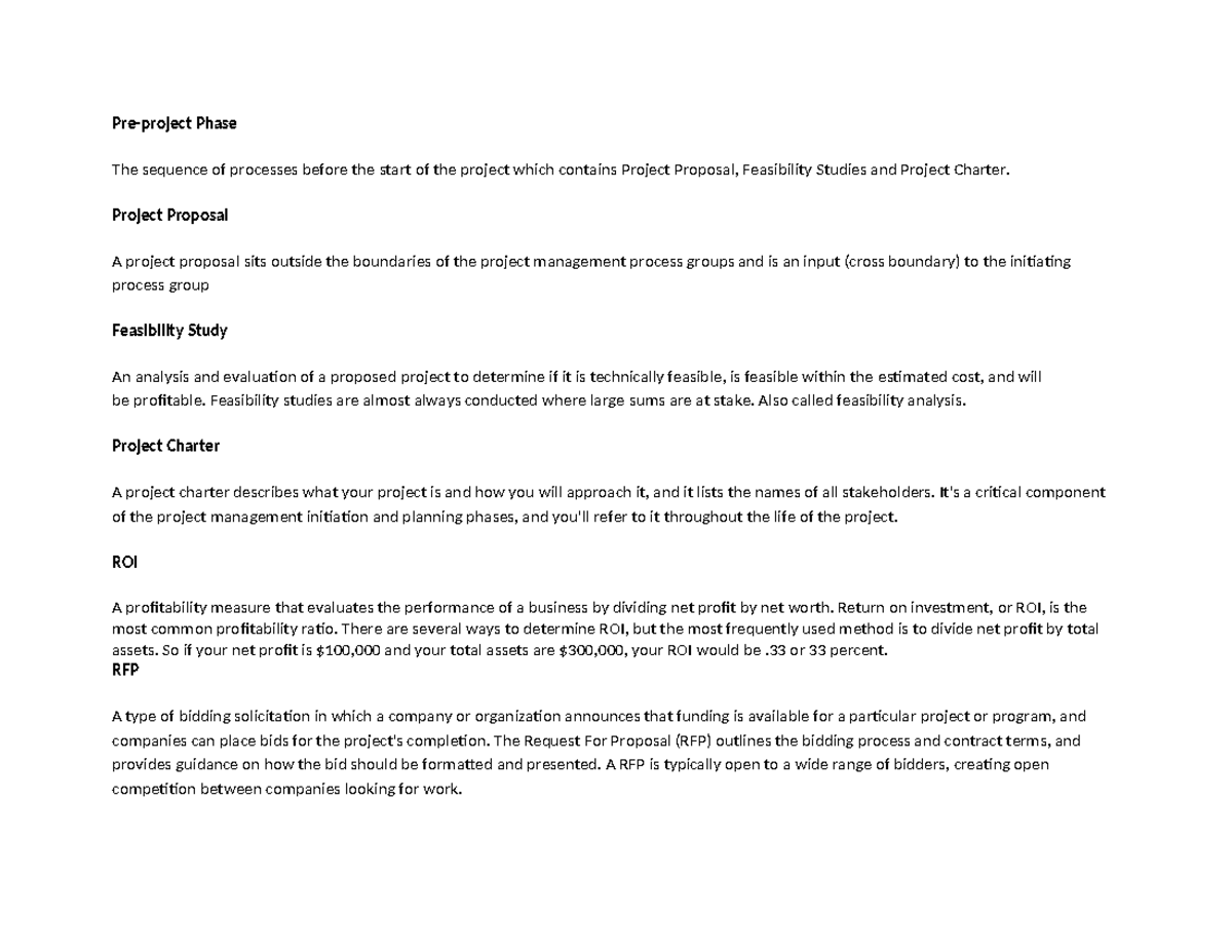 BA Basic terms - n/a - Pre-project Phase The sequence of processes ...