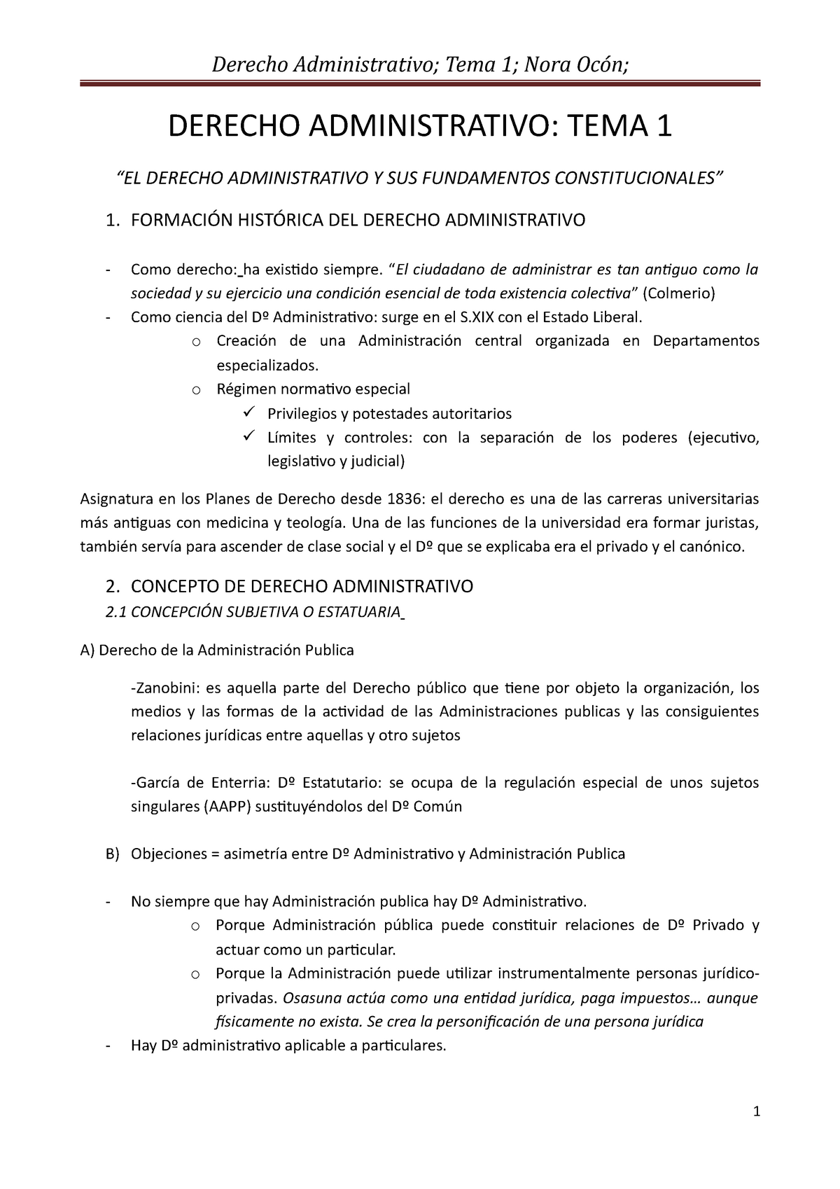 TEMA 1 Derecho Administrativo - DERECHO ADMINISTRATIVO: TEMA 1 “EL ...