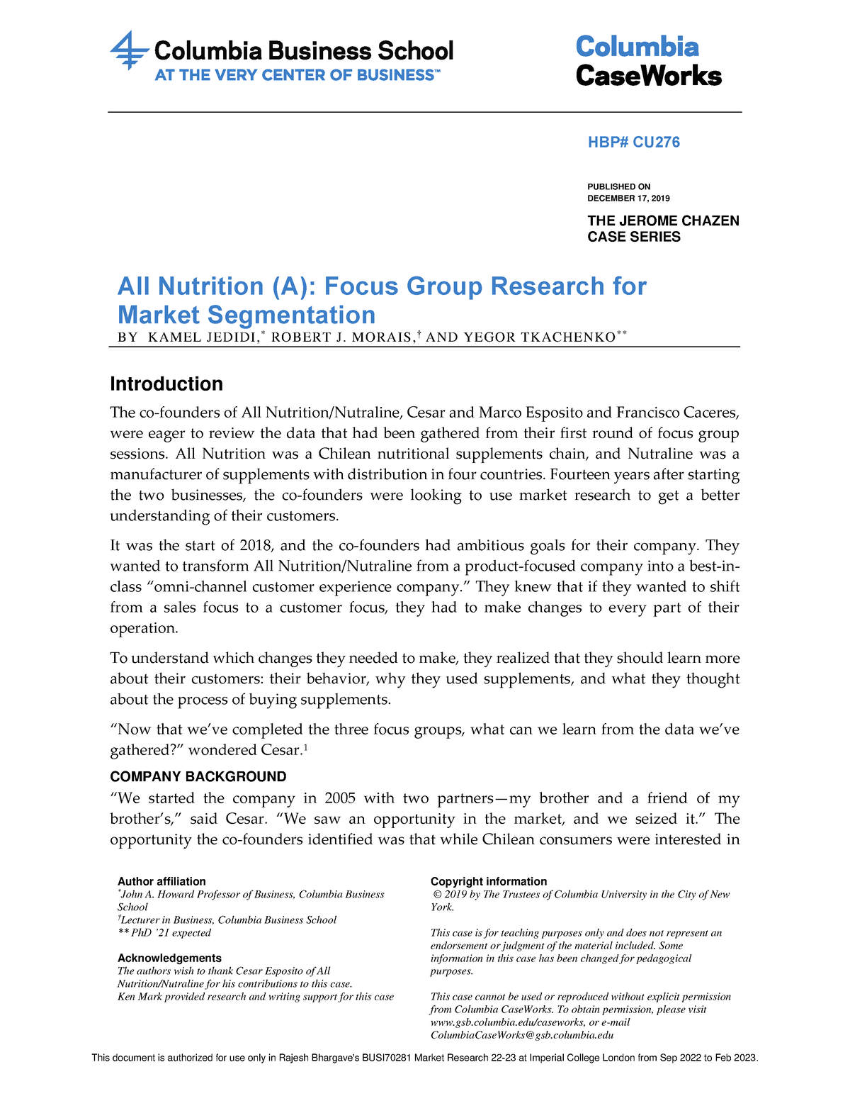 nutrition case study