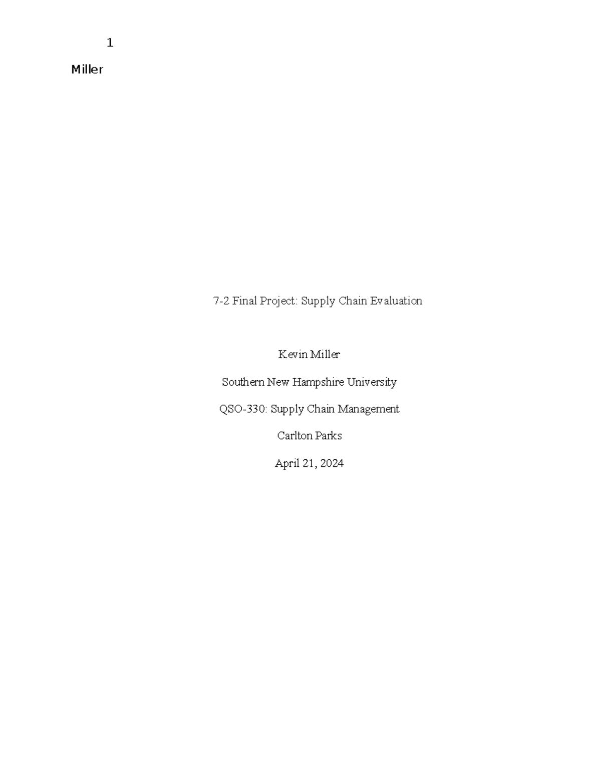 7-2 Final Project- Supply Chain Evaluation - Miller 7-2 Final Project ...