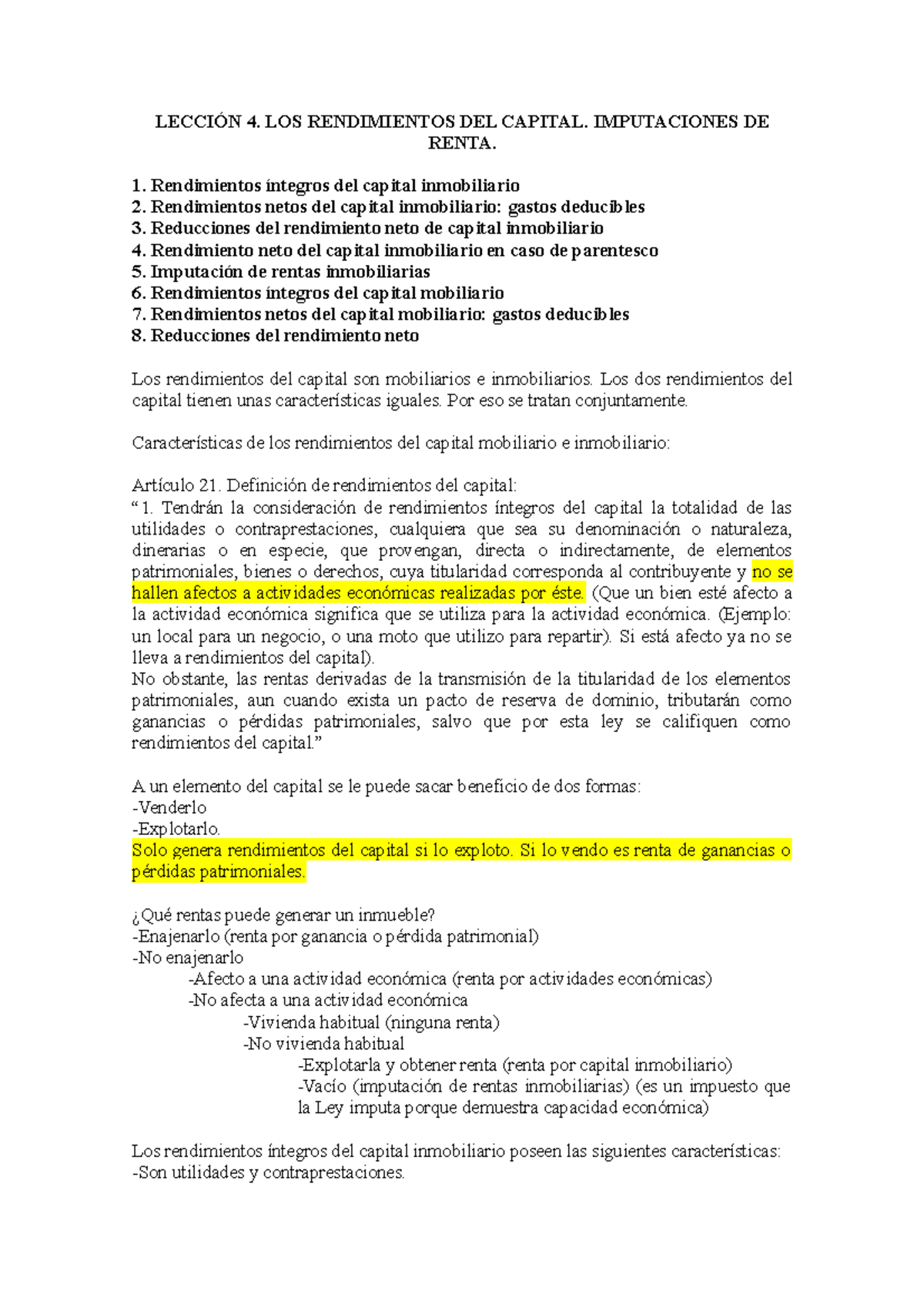 Lecci¢n 4 (Derecho Tributario II) - LECCIÓN 4. LOS RENDIMIENTOS DEL ...