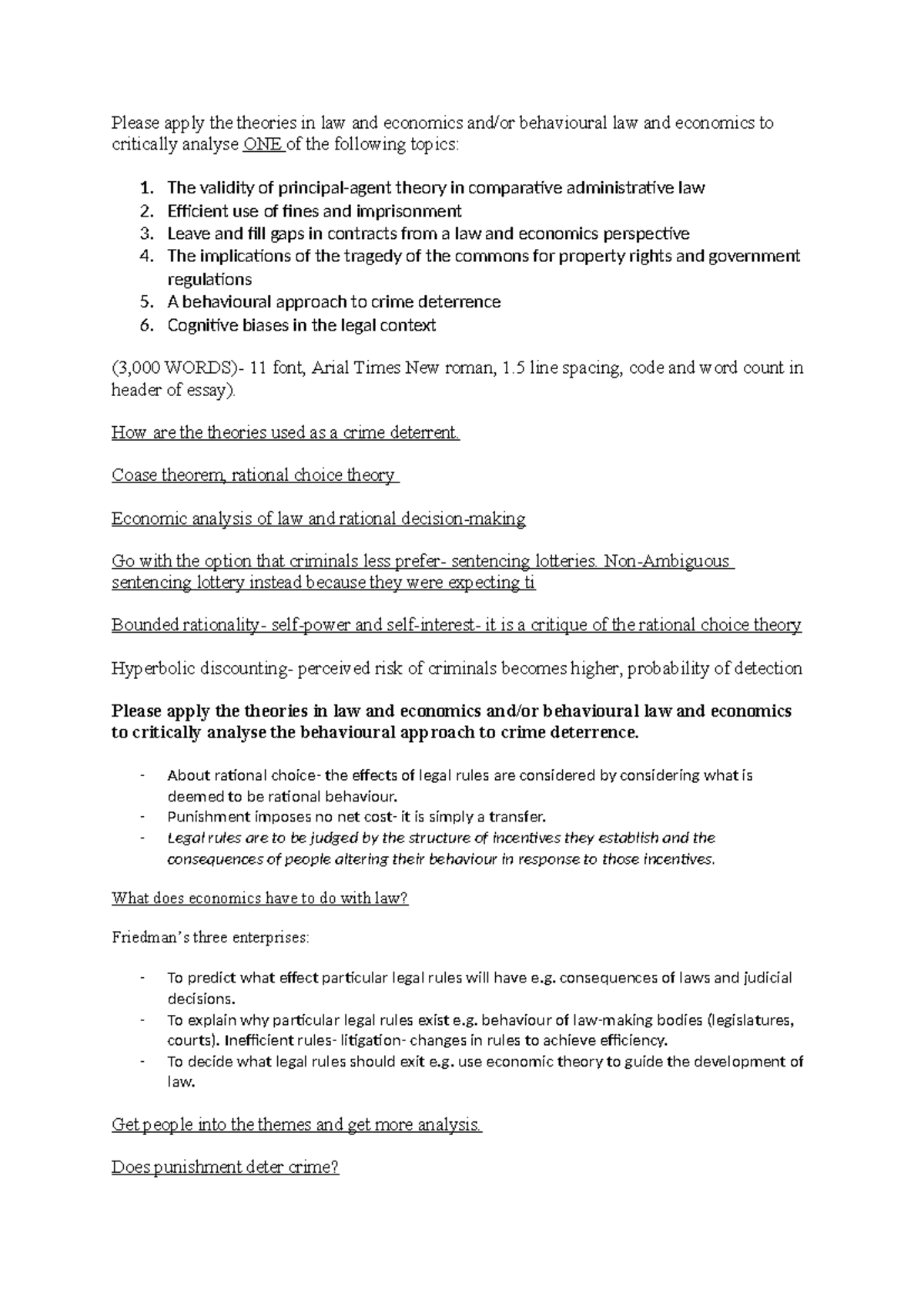 law and eco summative - Please apply the theories in law and economics ...