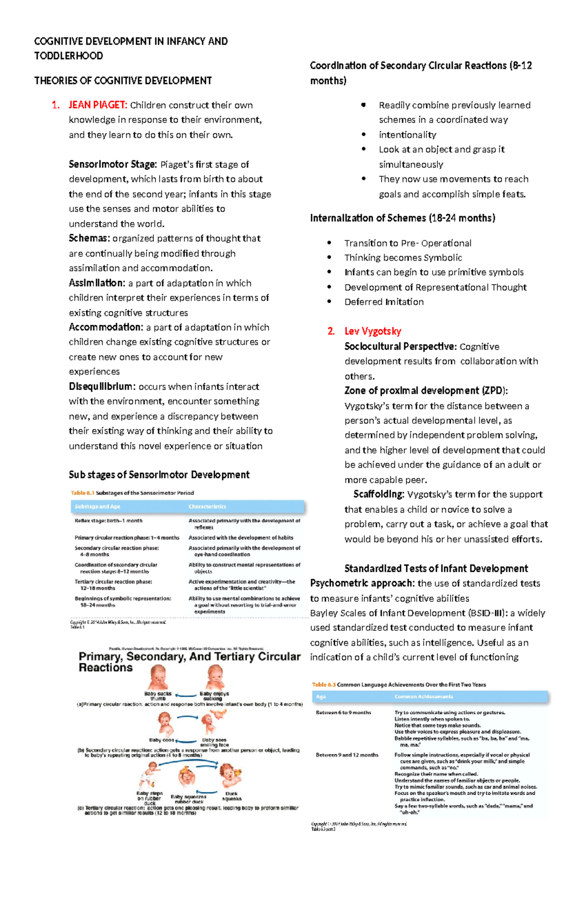 Cognitive Dev HO - COGNITIVE DEVELOPMENT IN INFANCY AND TODDLERHOOD ...