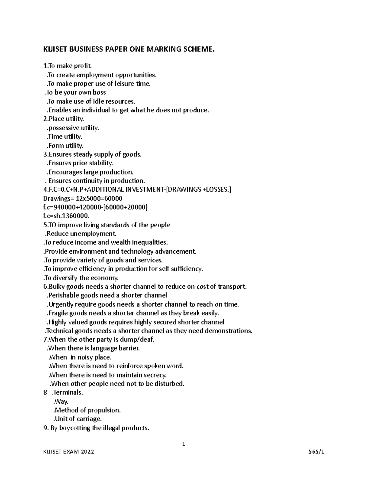Business Paper 1 ASSIGNMENT KIJISET BUSINESS PAPER ONE MARKING