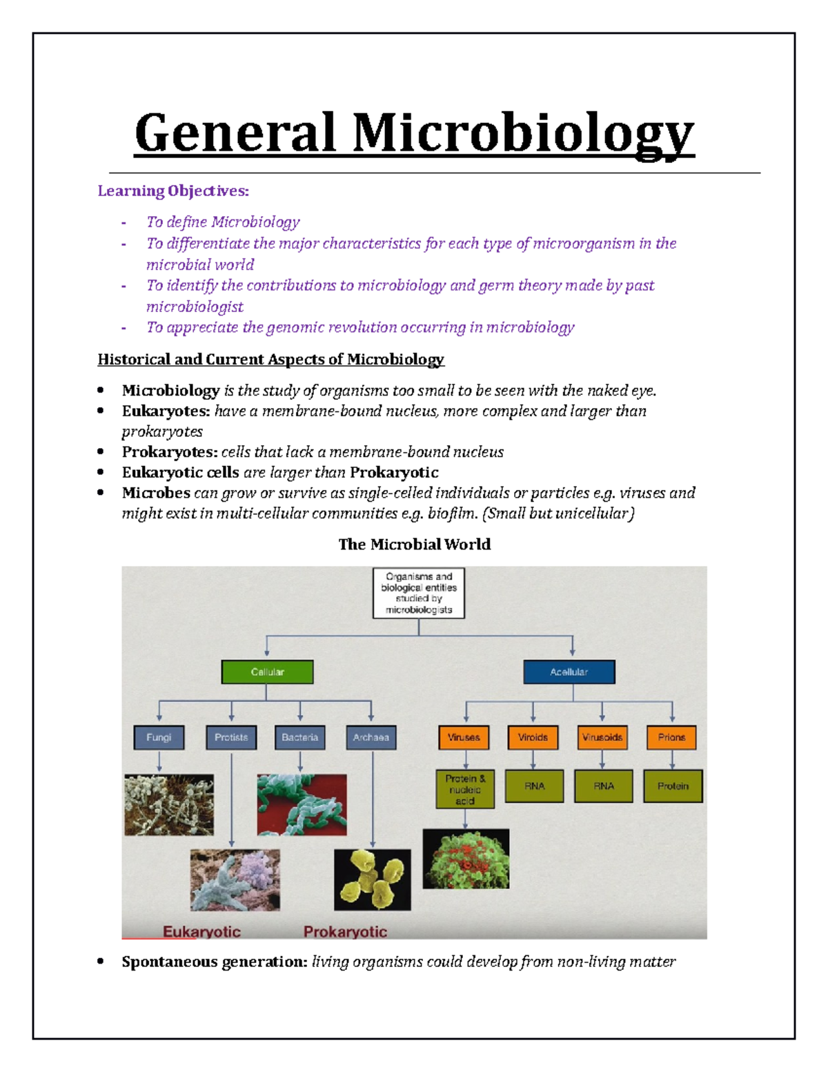 General Microbiology Notes On All Lectures General Microbiology Learning Objectives To 6797