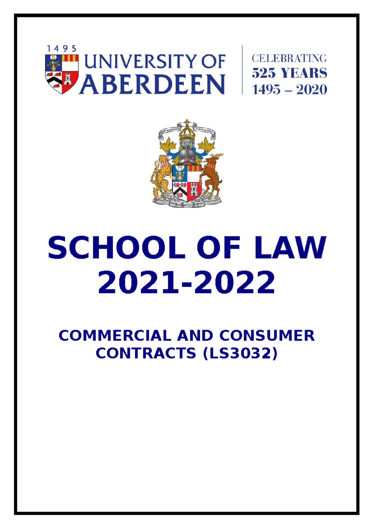 LS3032 Advocacy Pack 2021-22 - SCHOOL OF LAW 2021- COMMERCIAL AND ...