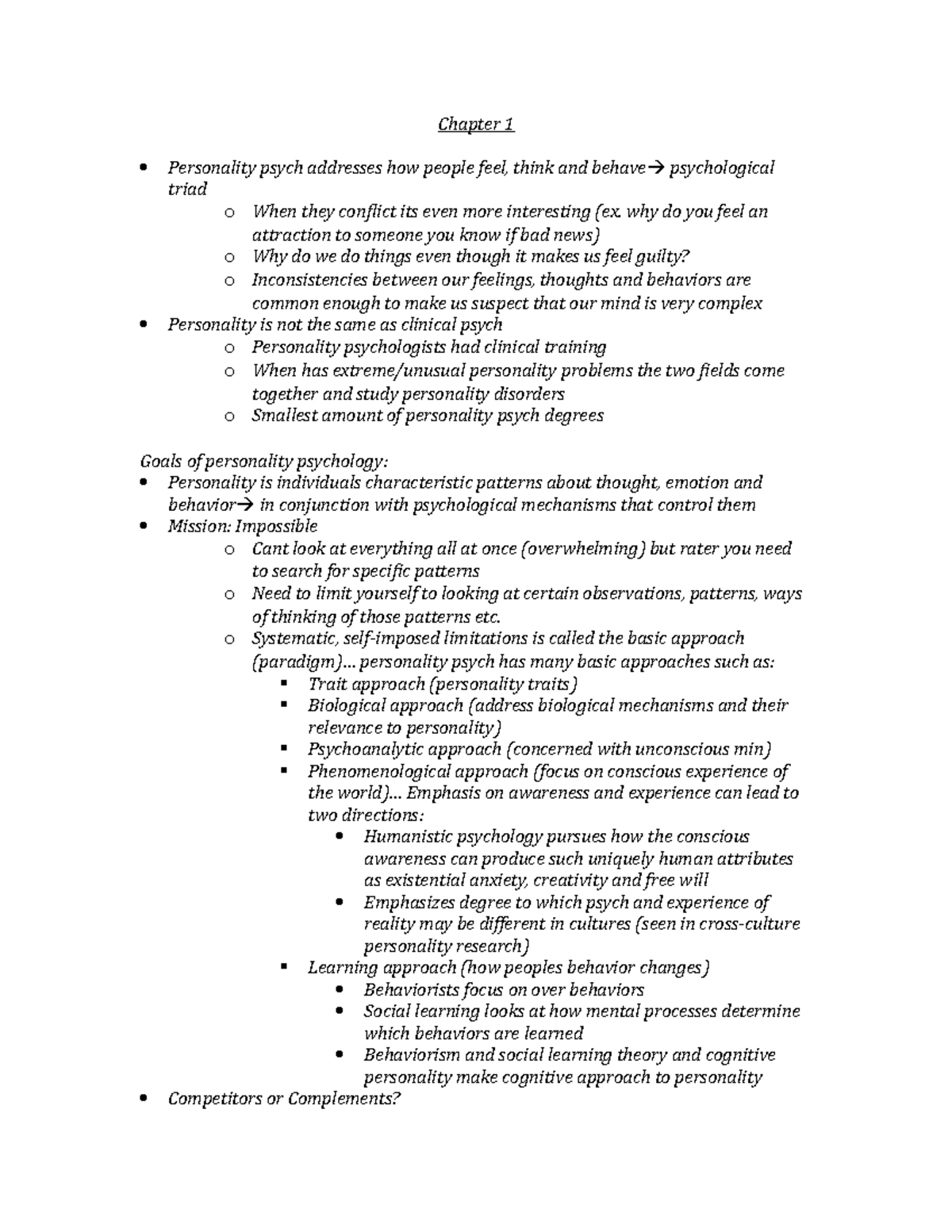 Summary Personality Puzzle - Chapter 1-2 - Chapter 1 Personality Psych 