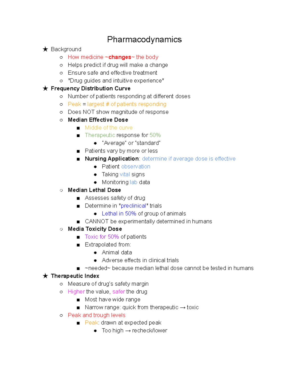 Chapter 5 - Lecture Notes - Pharmacodynamics ★ Background How Medicine ...