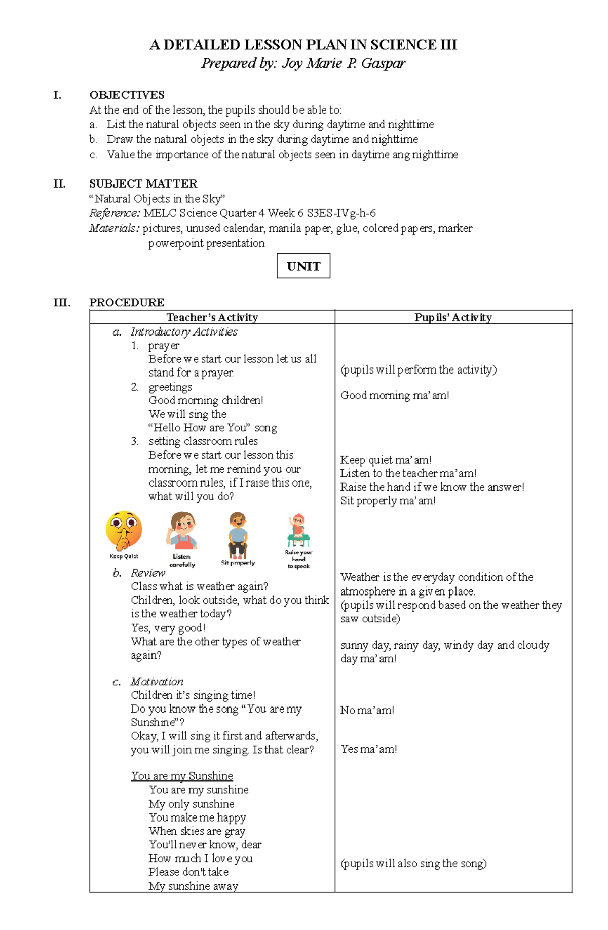 Grade3sciencenaturalobjectsinthesky compress A DETAILED LESSON