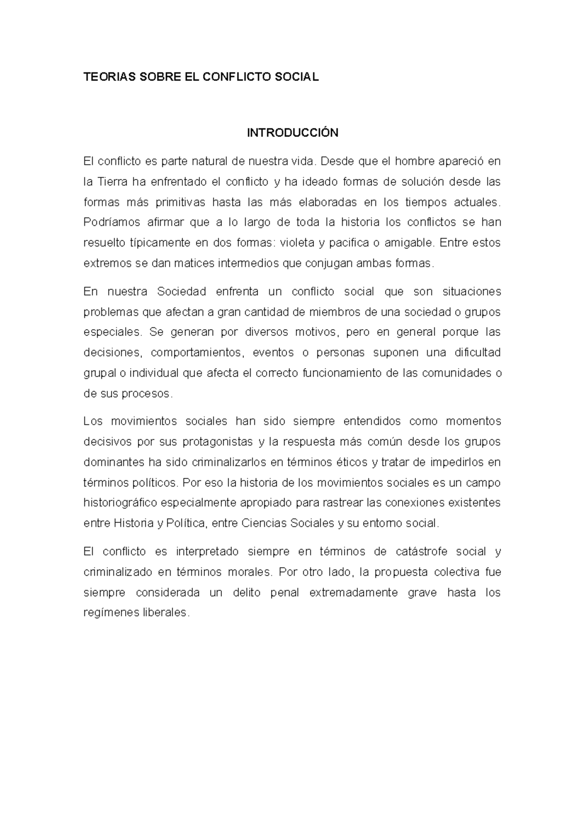 Teorias Sobre El Conflicto Social Teorias Sobre El Conflicto Social Introducci N El Conflicto