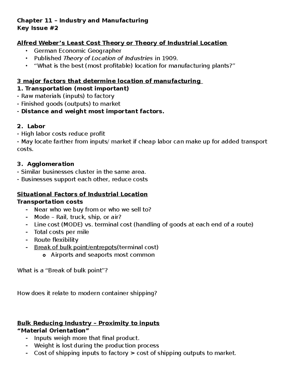 Chapter 11 - Section 2 Notes - Chapter 11 – Industry And Manufacturing ...