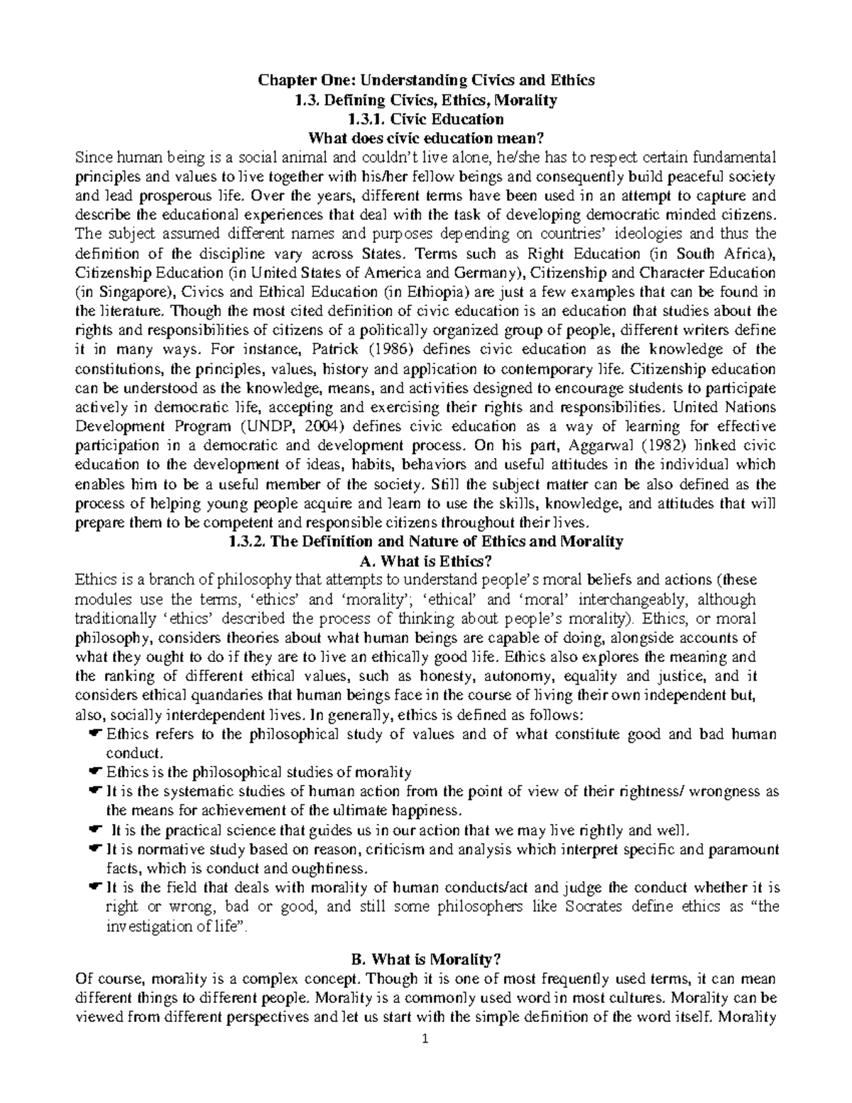 Marketing Principle chapter 3 - Chapter One: Understanding Civics and ...