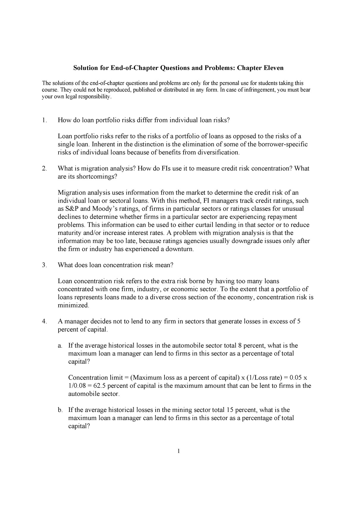 CH11 - Exercise Answer Ch 11 - Management Of Financial Institutions ...