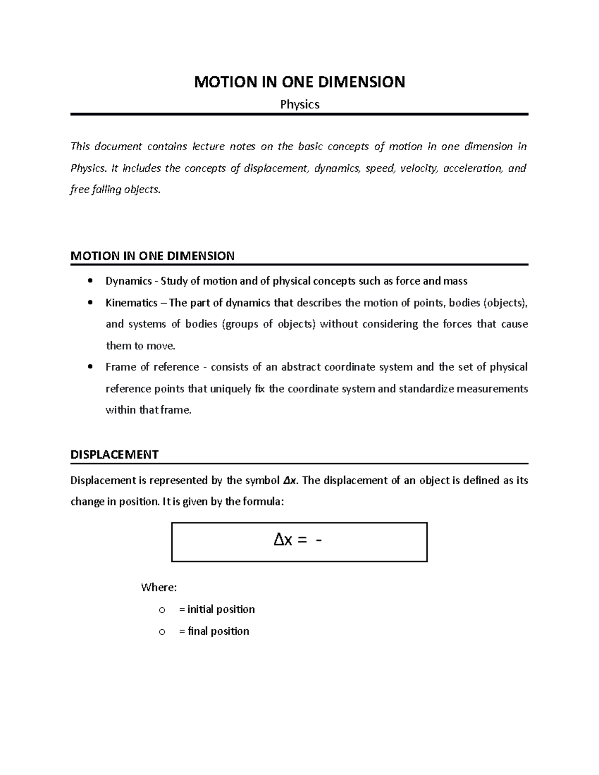 motion-in-one-dimension-notes-motion-in-one-dimension-physics-this